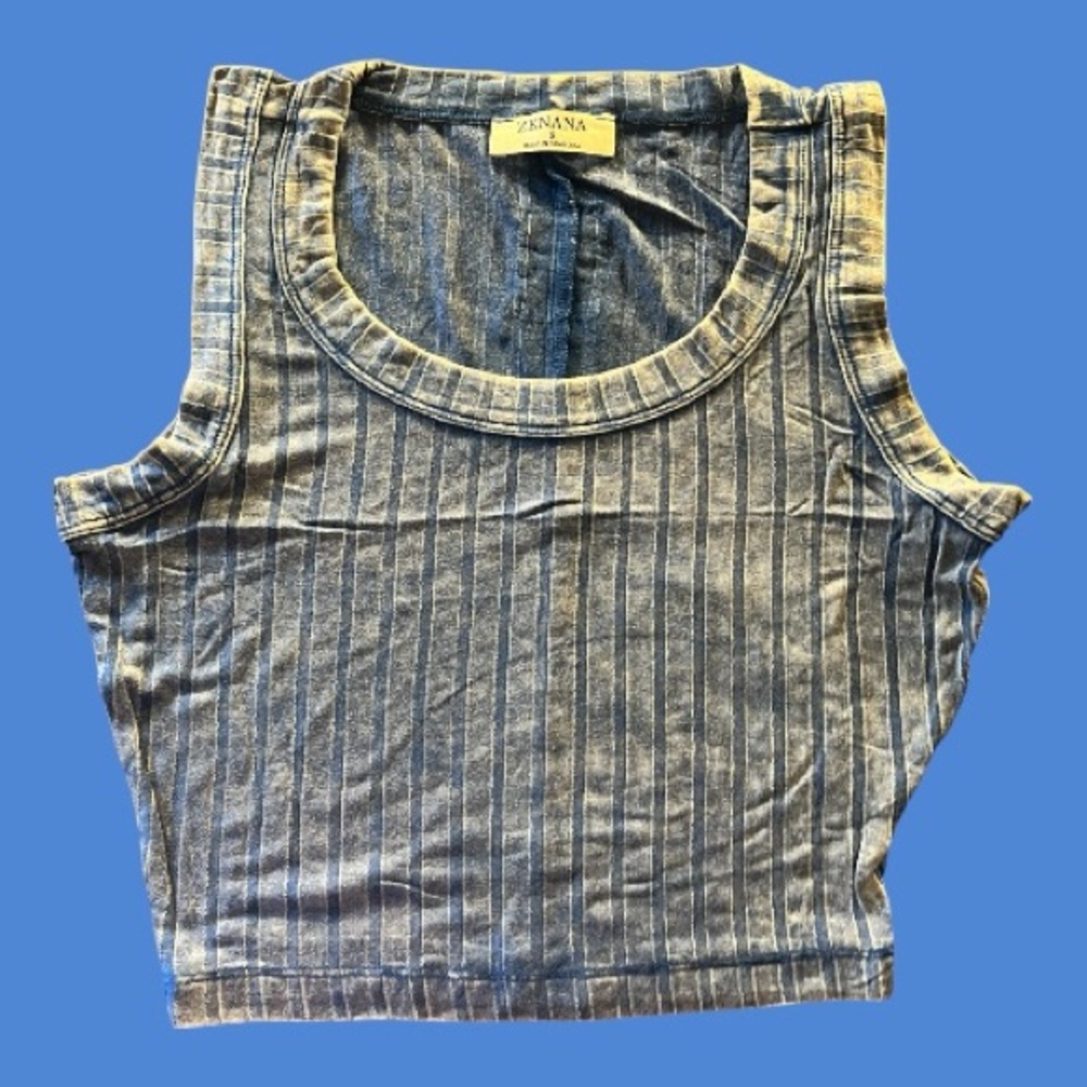 Zenana Outfitters Classic Blue Ribbed Tank Top